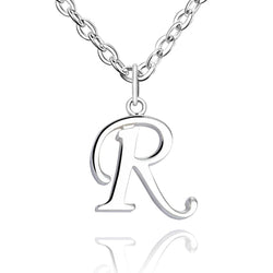 Simple Initial Necklaces Sterling Silver, 26 Alphabets Pendant Necklace