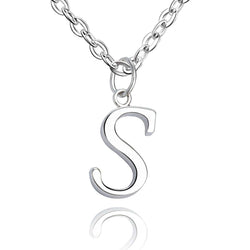Simple Initial Necklaces Sterling Silver, 26 Alphabets Pendant Necklace