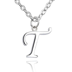 Simple Initial Necklaces Sterling Silver, 26 Alphabets Pendant Necklace