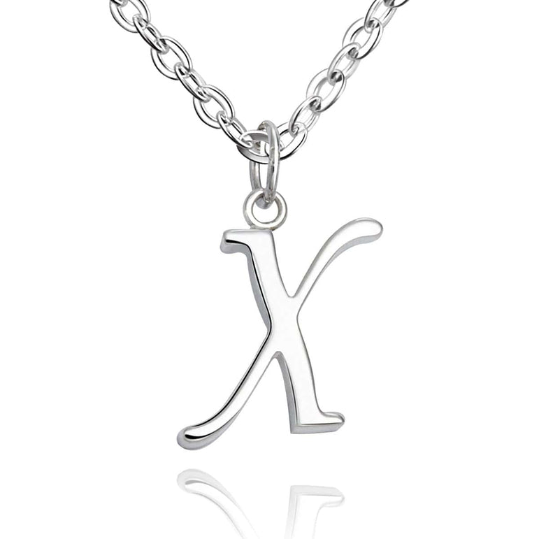 Simple Initial Necklaces Sterling Silver, 26 Alphabets Pendant Necklace