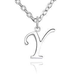 Simple Initial Necklaces Sterling Silver, 26 Alphabets Pendant Necklace