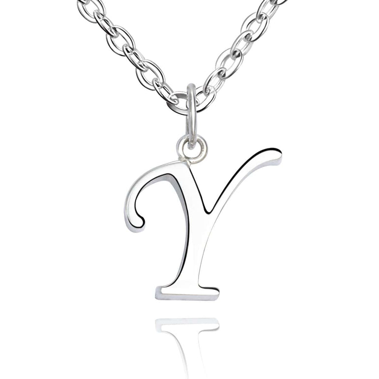 Simple Initial Necklaces Sterling Silver, 26 Alphabets Pendant Necklace