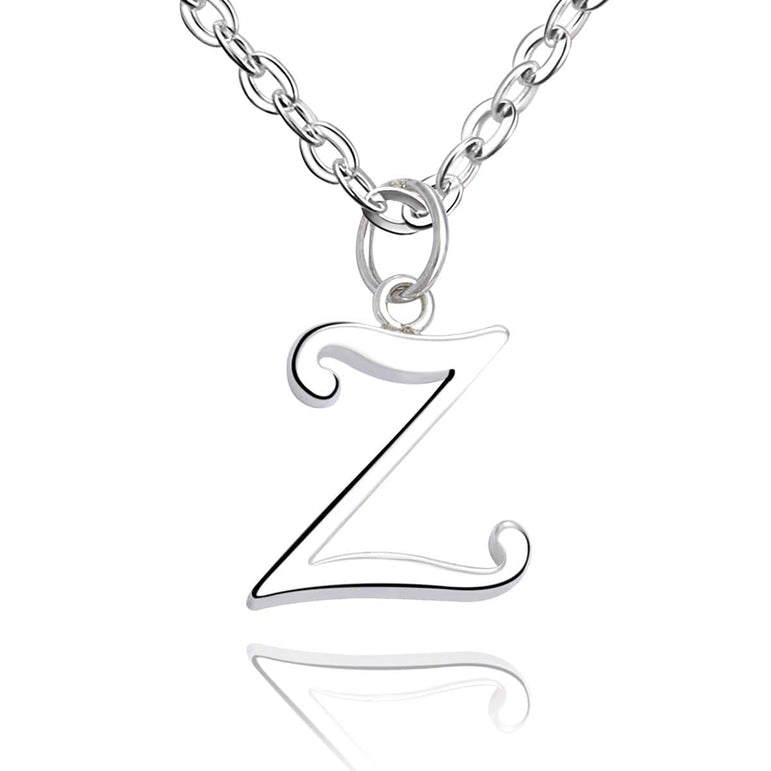 Simple Initial Necklaces Sterling Silver, 26 Alphabets Pendant Necklace