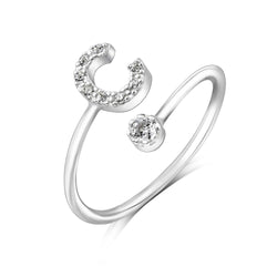 Initial Rings Silver Adjustable, 26 Alphabets Ring