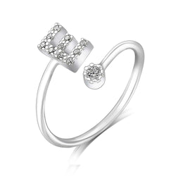Initial Rings Silver Adjustable, 26 Alphabets Ring