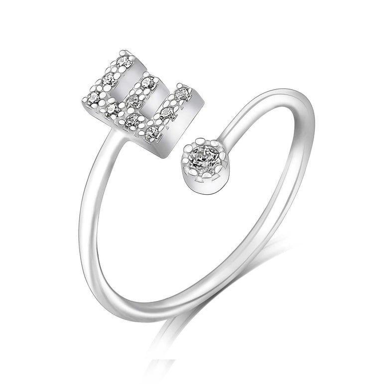 Initial Rings Silver Adjustable, 26 Alphabets Ring