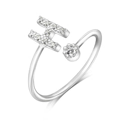 Initial Rings Silver Adjustable, 26 Alphabets Ring