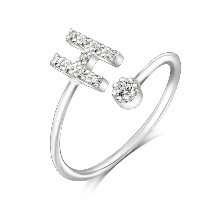 Initial Rings Silver Adjustable, 26 Alphabets Ring