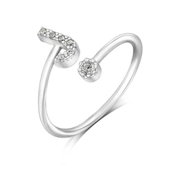 Initial Rings Silver Adjustable, 26 Alphabets Ring