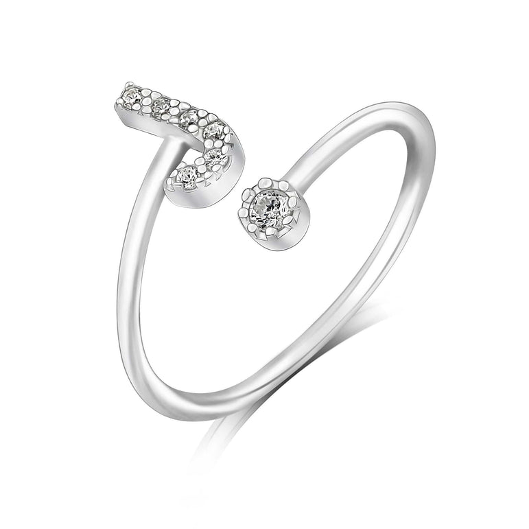 Initial Rings Silver Adjustable, 26 Alphabets Ring