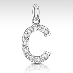 CZ Initial Sterling Silver Pendants, 26 Alphabets Pendant