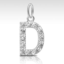CZ Initial Sterling Silver Pendants, 26 Alphabets Pendant