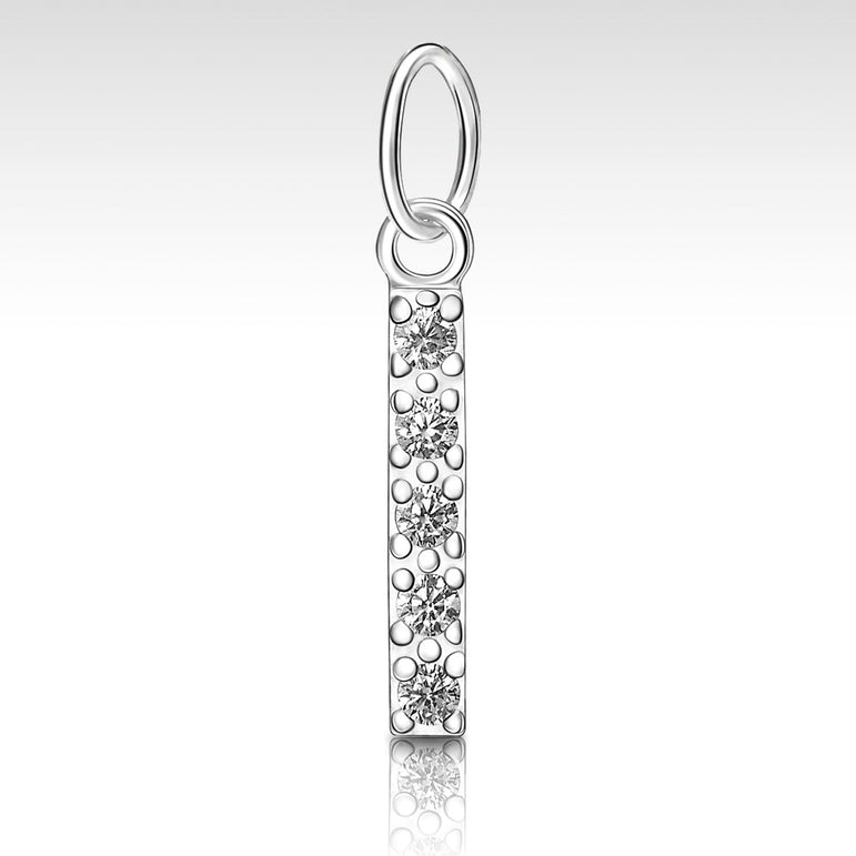 CZ Initial Sterling Silver Pendants, 26 Alphabets Pendant