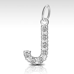 CZ Initial Sterling Silver Pendants, 26 Alphabets Pendant