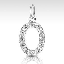 CZ Initial Sterling Silver Pendants, 26 Alphabets Pendant