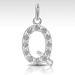 CZ Initial Sterling Silver Pendants, 26 Alphabets Pendant
