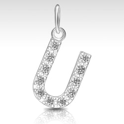 CZ Initial Sterling Silver Pendants, 26 Alphabets Pendant