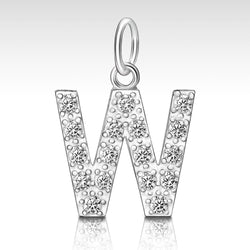 CZ Initial Sterling Silver Pendants, 26 Alphabets Pendant
