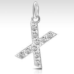 CZ Initial Sterling Silver Pendants, 26 Alphabets Pendant