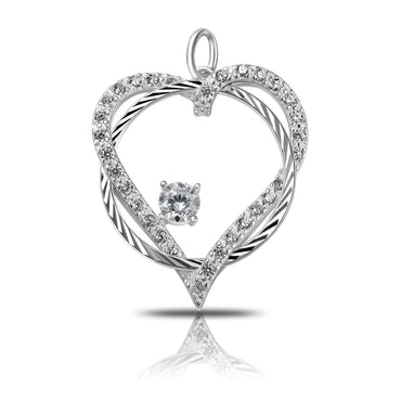 Circle Interlocked Heart Sterling Silver Pendant Pendant
