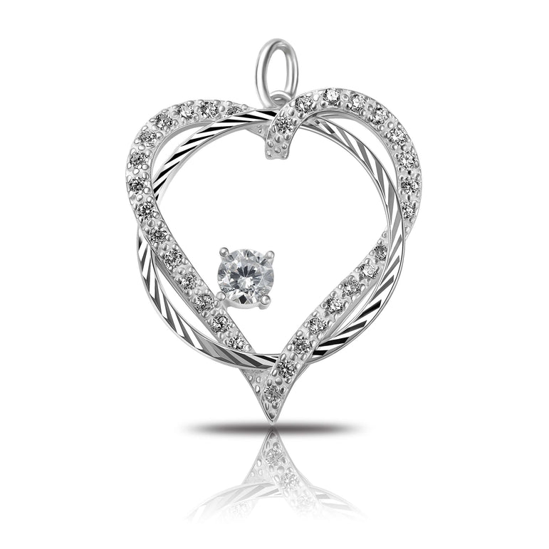 Circle Interlocked Heart Sterling Silver Pendant Pendant