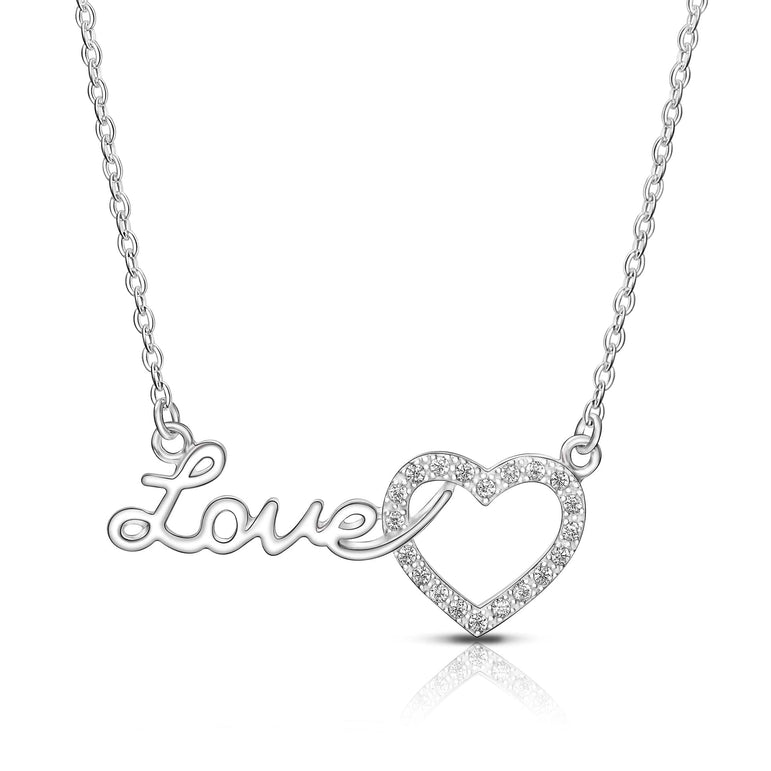 Forever Love Interlocked Heart Necklace Silver Pendant Necklace