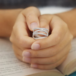 CZ Three Layer Coil Wrap Sterling Silver Ring Ring