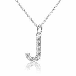 CZ Initial Necklaces Sterling Silver, 26 Alphabets