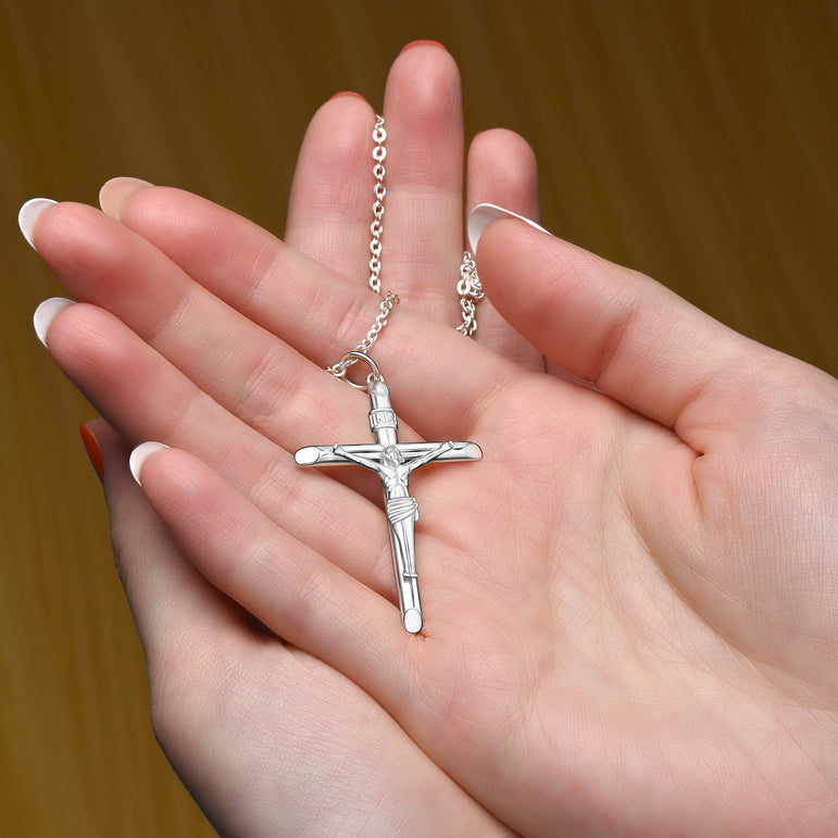 Sterling Silver Crucifix Necklace for Women Men Pendant Necklace