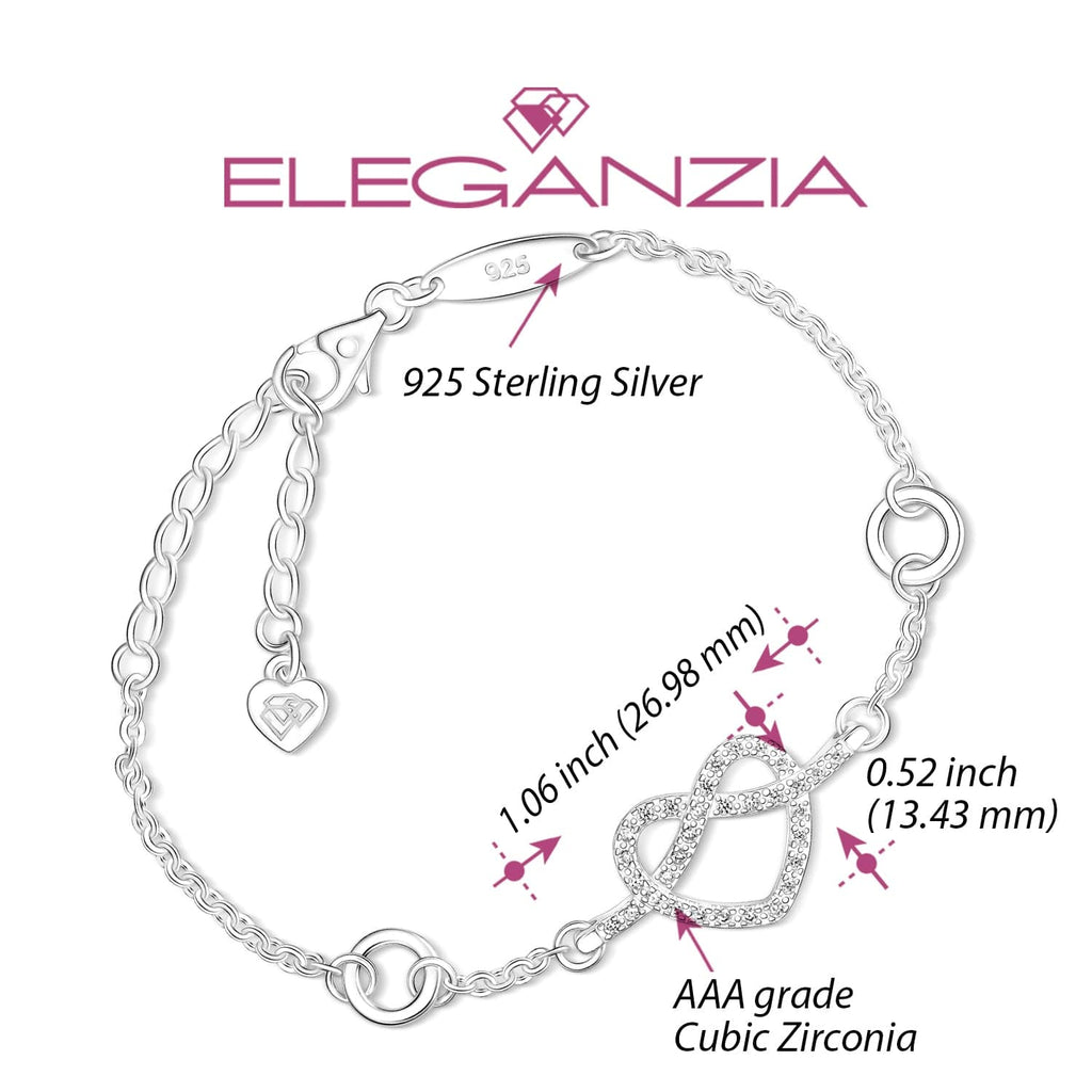 Infinity Heart Knot Friendship Bracelet Silver Eleganzia Jewelry
