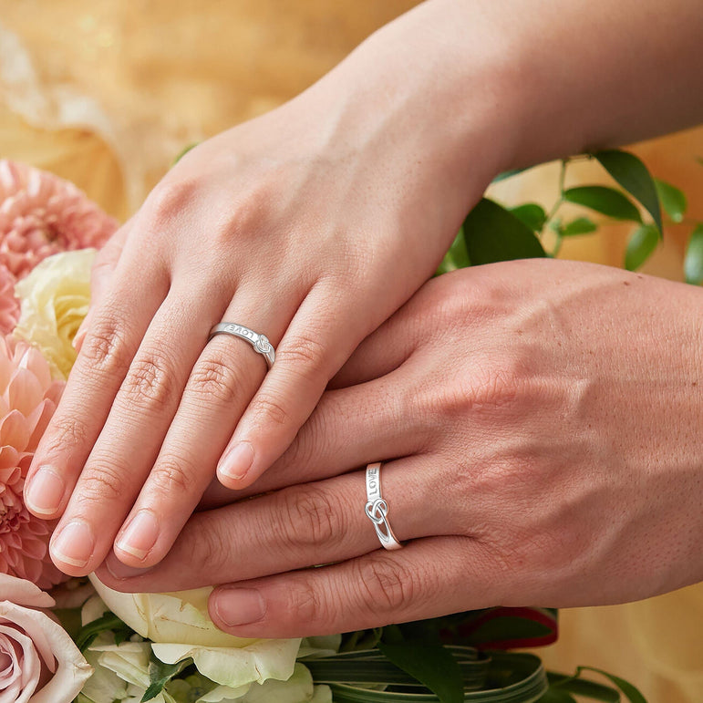 Infinity Love Knot Silver Promise Rings for Couples Set Couple Ring