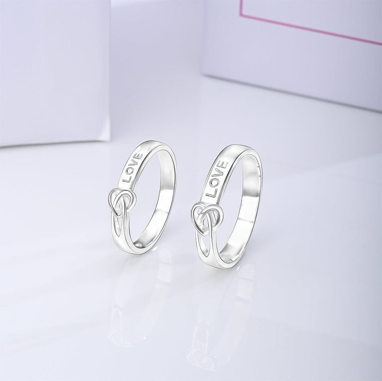 Infinity Love Knot Silver Promise Rings for Couples Set Couple Ring
