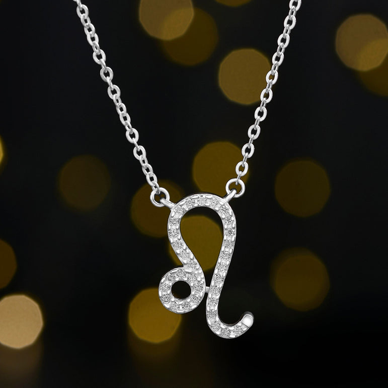 Leo Zodiac Necklace Silver Constellation Horoscope Pendant Necklace