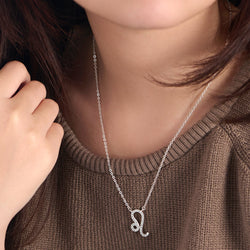 Leo Zodiac Necklace Silver Constellation Horoscope Pendant Necklace