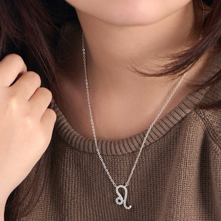 Leo Zodiac Necklace Silver Constellation Horoscope Pendant Necklace