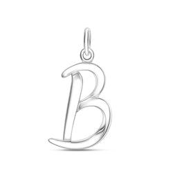 Cursive Initial Pendant Sterling Silver, 26 Alphabets Pendant