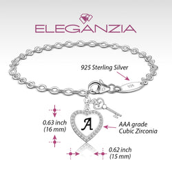 Love Heart Initial Bracelets Silver, 26 Alphabets Bracelet