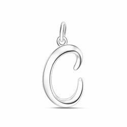 Cursive Initial Pendant Sterling Silver, 26 Alphabets Pendant