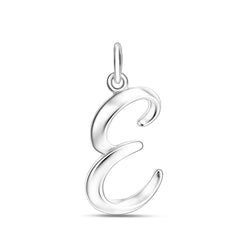 Cursive Initial Pendant Sterling Silver, 26 Alphabets Pendant