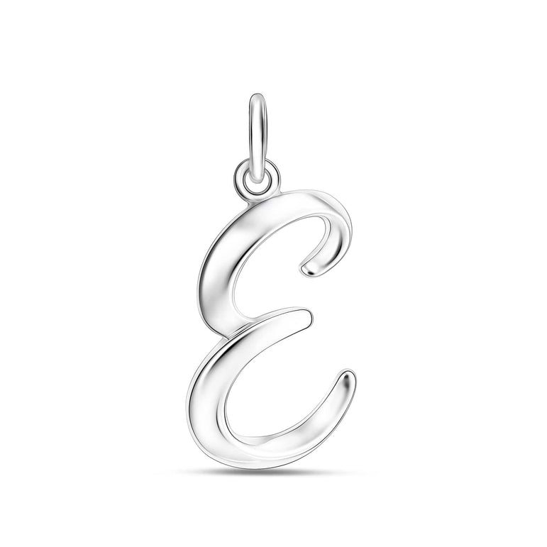 Cursive Initial Pendant Sterling Silver, 26 Alphabets Pendant