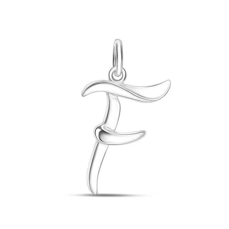 Cursive Initial Pendant Sterling Silver, 26 Alphabets Pendant