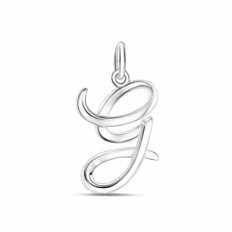 Cursive Initial Pendant Sterling Silver, 26 Alphabets Pendant