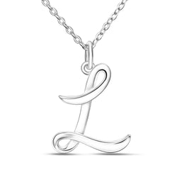 Cursive Letter Necklace Sterling Silver, 26 Alphabets Pendant Necklace