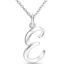 Cursive Letter Necklace Sterling Silver, 26 Alphabets Pendant Necklace