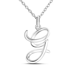 Cursive Letter Necklace Sterling Silver, 26 Alphabets Pendant Necklace