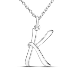 Cursive Letter Necklace Sterling Silver, 26 Alphabets Pendant Necklace