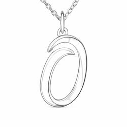 Cursive Letter Necklace Sterling Silver, 18"-20" Pendant Necklace O / 16"-18" / High Polished