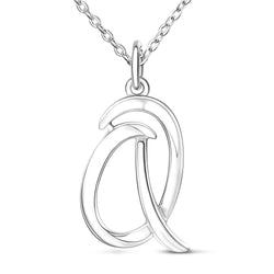 Cursive Letter Necklace Sterling Silver, 26 Alphabets Pendant Necklace