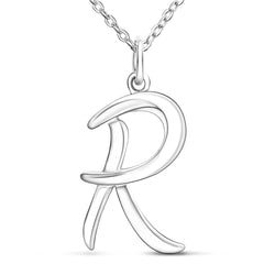 Cursive Letter Necklace Sterling Silver, 26 Alphabets Pendant Necklace