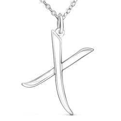 Cursive Letter Necklace Sterling Silver, 26 Alphabets Pendant Necklace